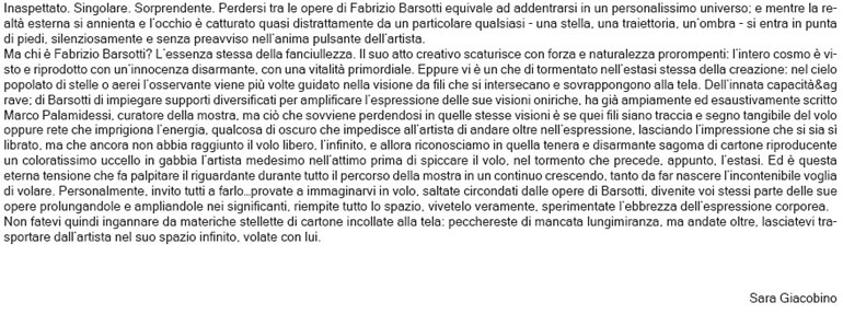 critica pittore fabrizio barsotti mostra volare